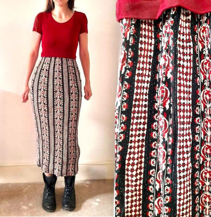 Vintage 90s Plein Futur Ethnic Bodycon Dress