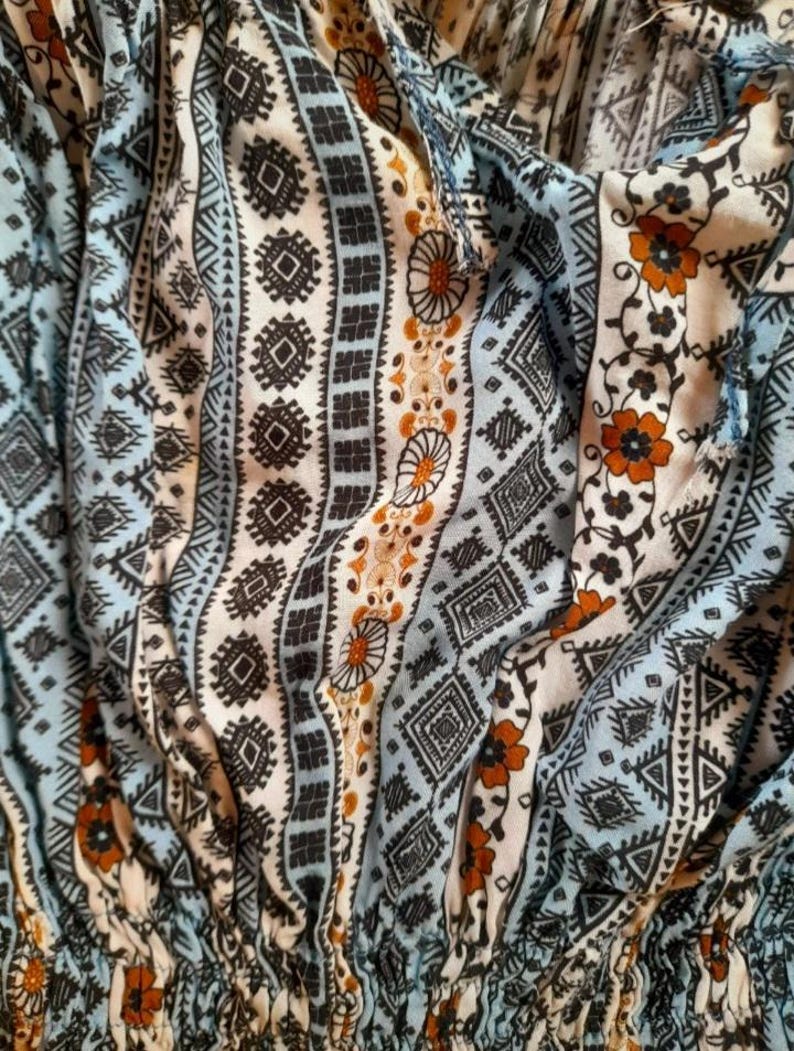 Vintage 70s Boho Daisy Flower Gypsy Cropped Blouse