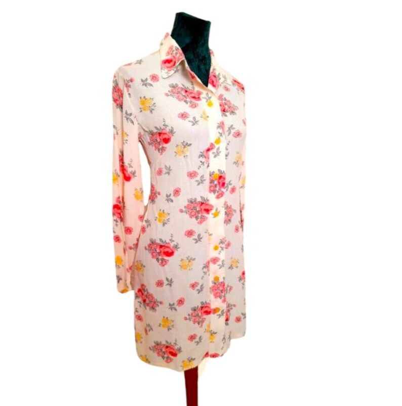 Vintage 1960s Sasperilla Floral Mini Shirt Dress
