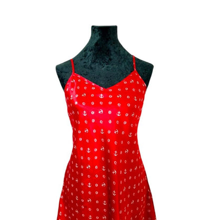 Vintage Red & White Satin Anchor Dress