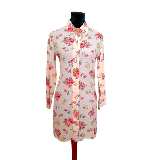 Vintage 1960s Sasperilla Floral Mini Shirt Dress