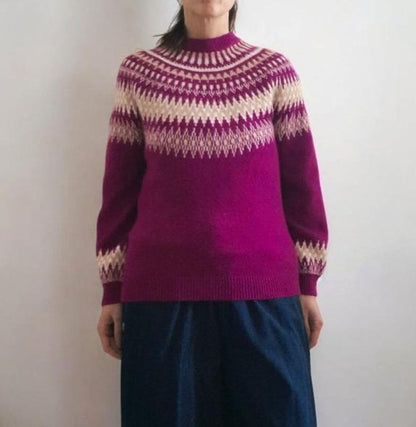 Vintage Y2K LOFT Fuchsia Pink Fairisle Knitted Jumper