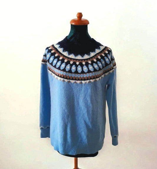 Vintage Y2K TABITHA WEBB Light Blue Fairisle Knit Jumper