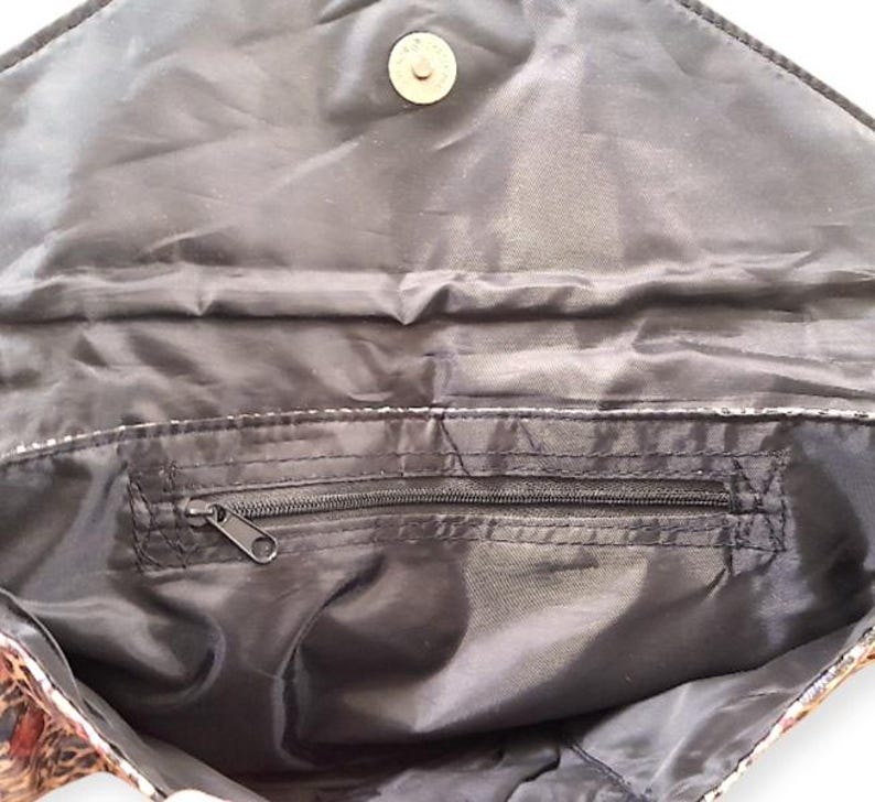 Vintage Y2K PU Faux Leather Leopard Rose Print Wristlet Clutch Bag