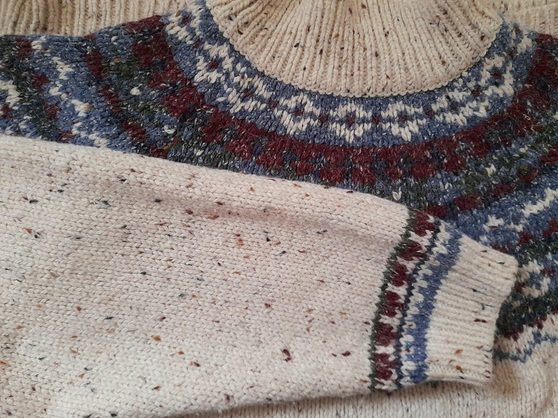 Vintage 90s Croft & Barrow Cream Oatmeal Fairisle Jumper