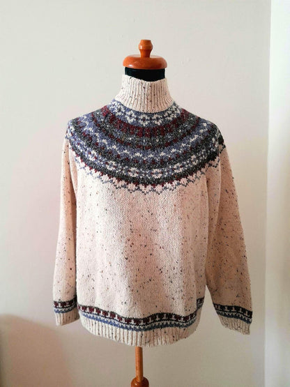 Vintage 90s Croft & Barrow Cream Oatmeal Fairisle Jumper