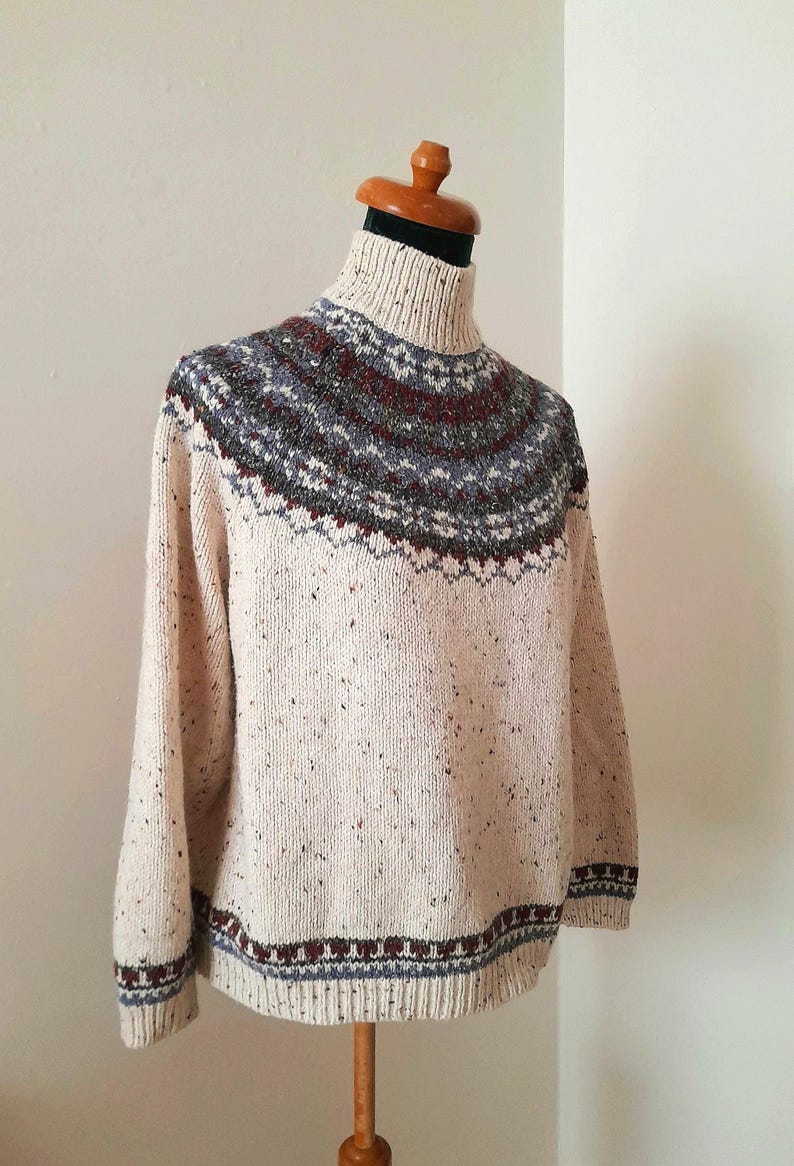 Vintage 90s Croft & Barrow Cream Oatmeal Fairisle Jumper