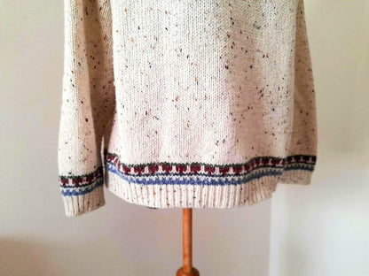 Vintage 90s Croft & Barrow Cream Oatmeal Fairisle Jumper