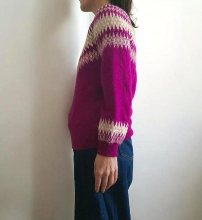 Vintage Y2K LOFT Fuchsia Pink Fairisle Knitted Jumper