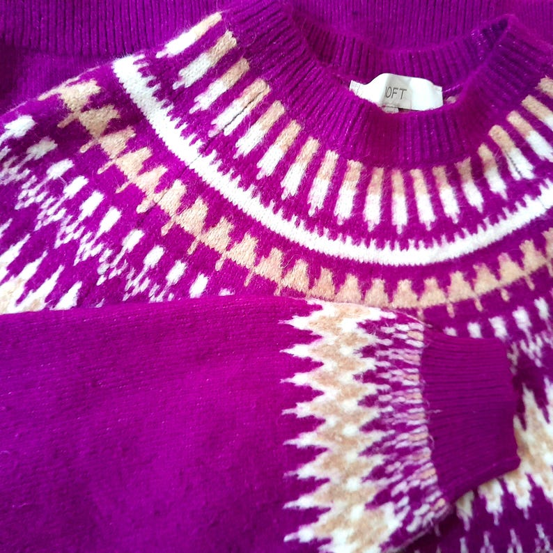 Vintage Y2K LOFT Fuchsia Pink Fairisle Knitted Jumper