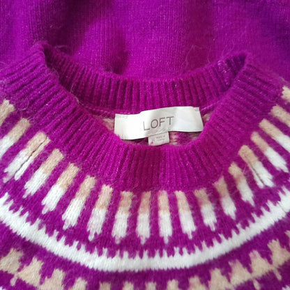 Vintage Y2K LOFT Fuchsia Pink Fairisle Knitted Jumper