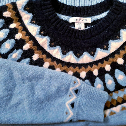 Vintage Y2K TABITHA WEBB Light Blue Fairisle Knit Jumper