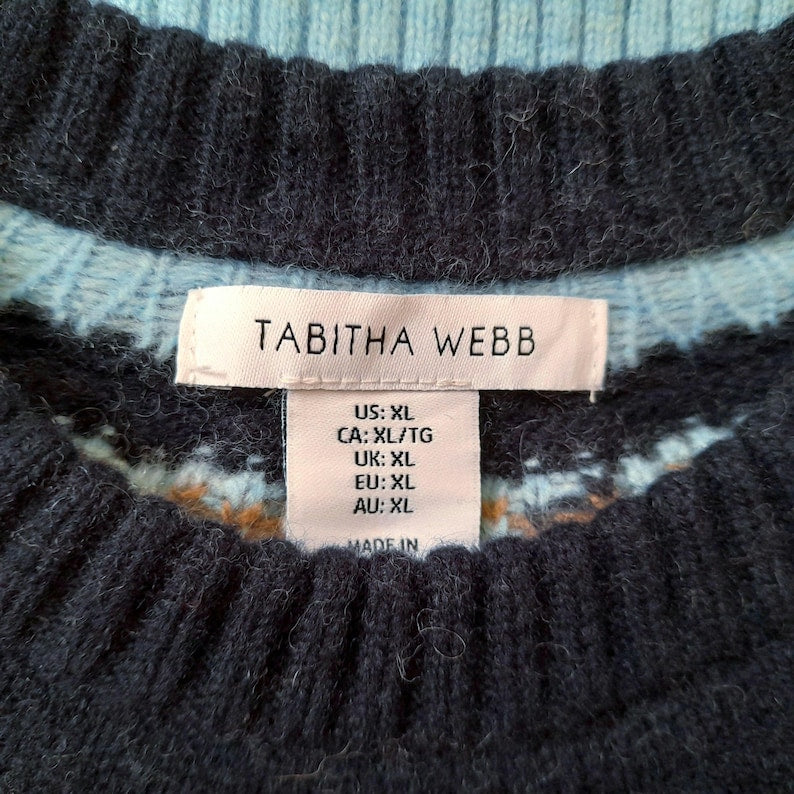 Vintage Y2K TABITHA WEBB Light Blue Fairisle Knit Jumper