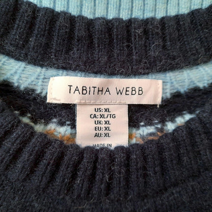 Vintage Y2K TABITHA WEBB Light Blue Fairisle Knit Jumper