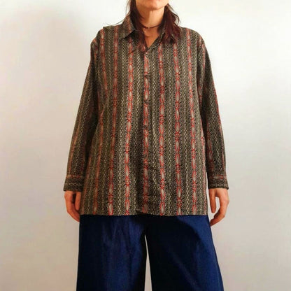 Vintage 90s MORNING STAR Paisley Ethic Stripe Blouse