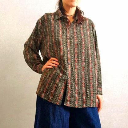 Vintage 90s MORNING STAR Paisley Ethic Stripe Blouse