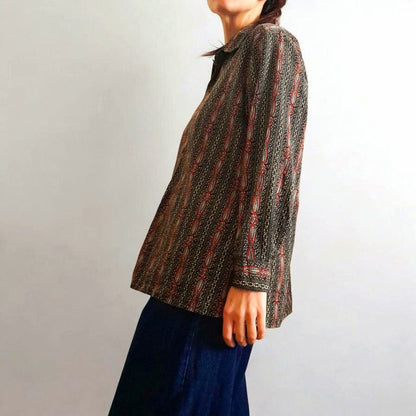 Vintage 90s MORNING STAR Paisley Ethic Stripe Blouse