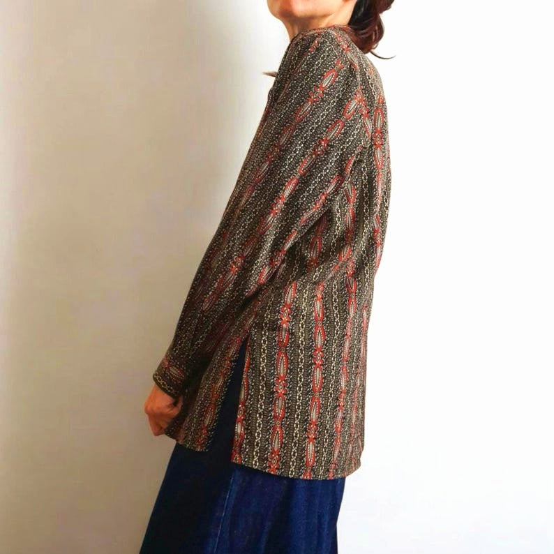 Vintage 90s MORNING STAR Paisley Ethic Stripe Blouse