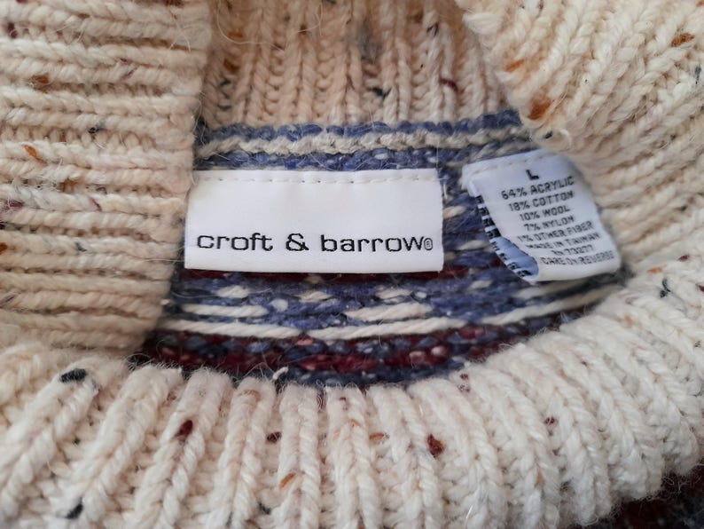 Vintage 90s Croft & Barrow Cream Oatmeal Fairisle Jumper