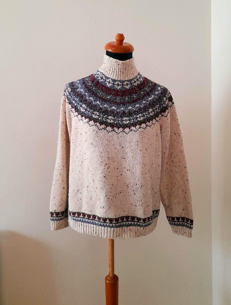 Vintage 90s Croft & Barrow Cream Oatmeal Fairisle Jumper