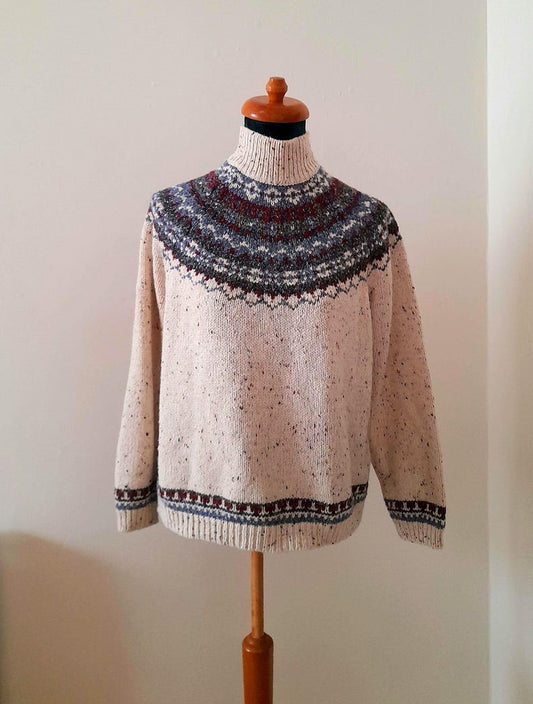 Vintage 90s Croft & Barrow Cream Oatmeal Fairisle Jumper