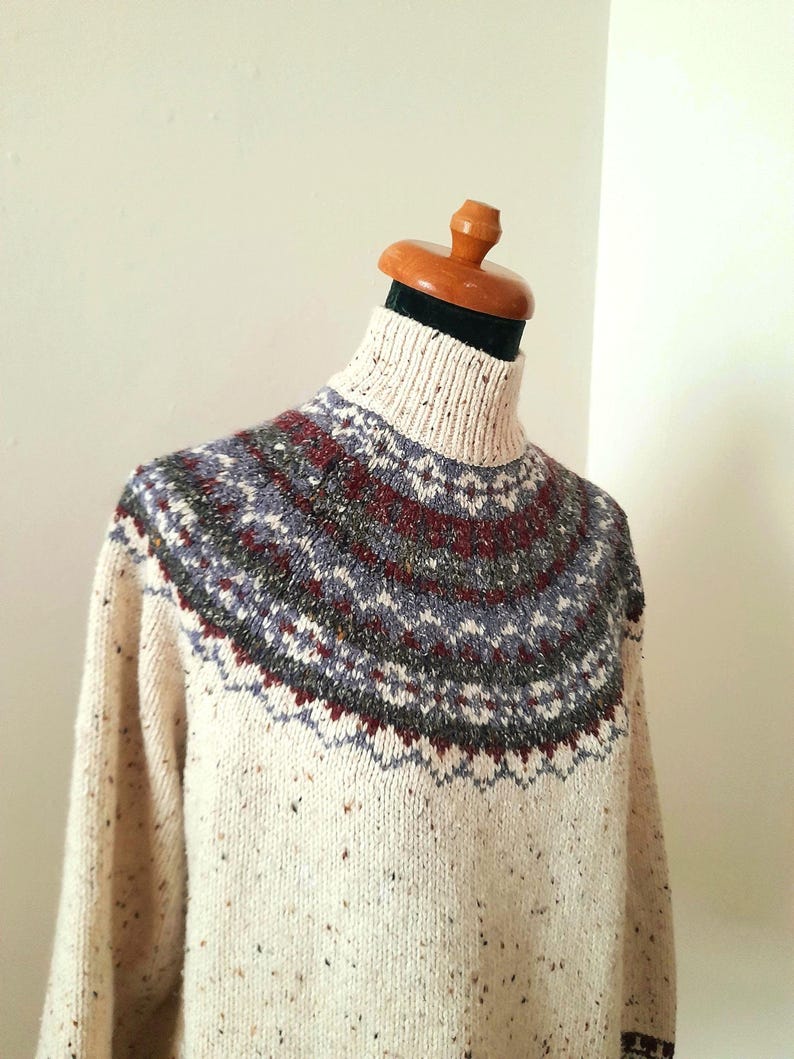 Vintage 90s Croft & Barrow Cream Oatmeal Fairisle Jumper