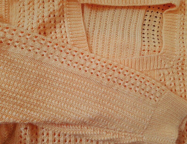 Vintage Handknitted Crochet Yellow Acrylic Square Collar Oversized Jumper