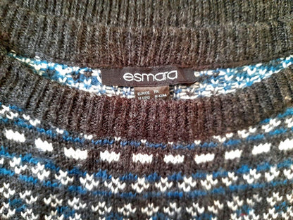 Vintage Y2K Esmara Grey White Teal Green Icelandic Slim Fit Knitted Sweater