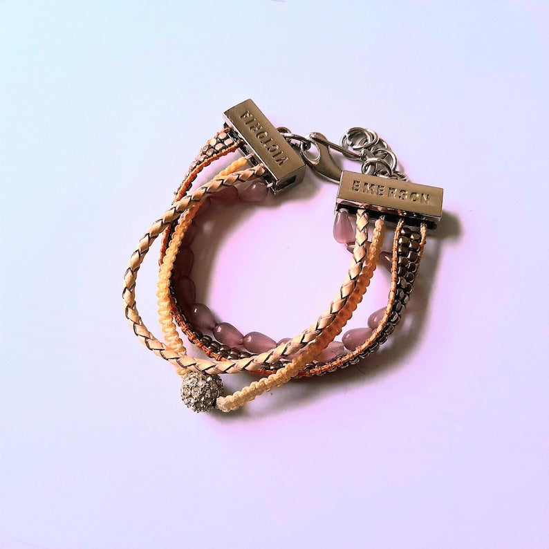 Vintage Victoria Emerson Boho Beaded Multi-Stranded Cord Bracelet