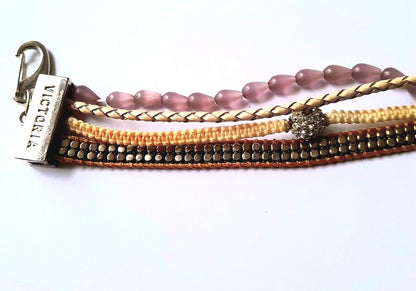 Vintage Victoria Emerson Boho Beaded Multi-Stranded Cord Bracelet