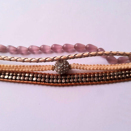 Vintage Victoria Emerson Boho Beaded Multi-Stranded Cord Bracelet