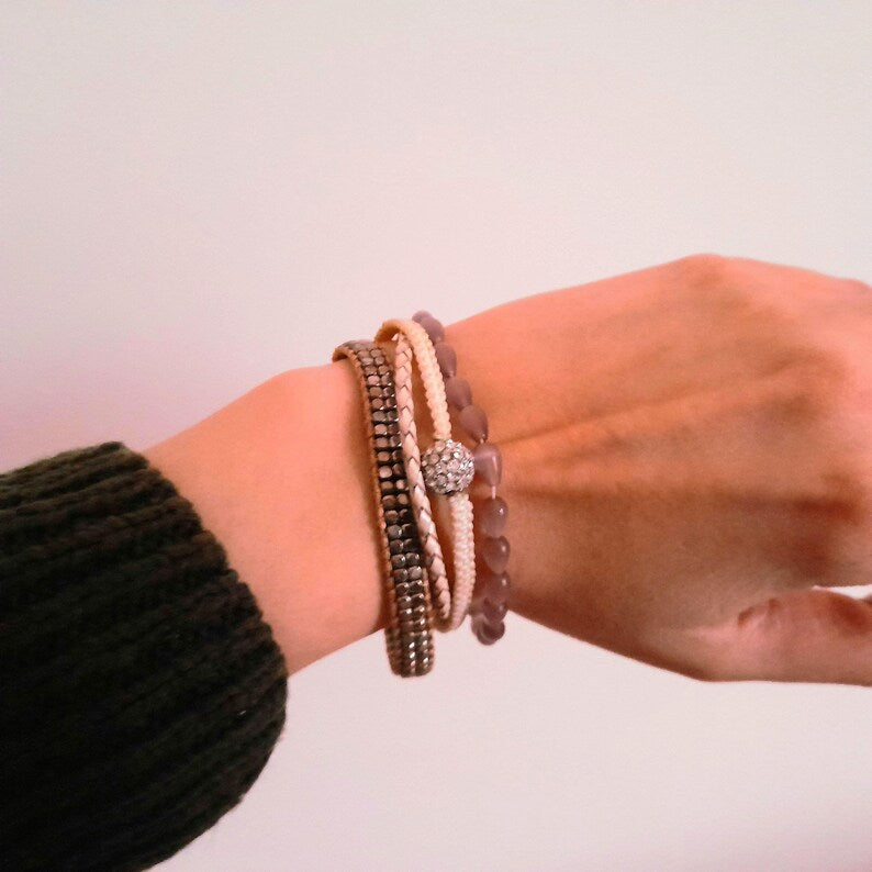 Vintage Victoria Emerson Boho Beaded Multi-Stranded Cord Bracelet