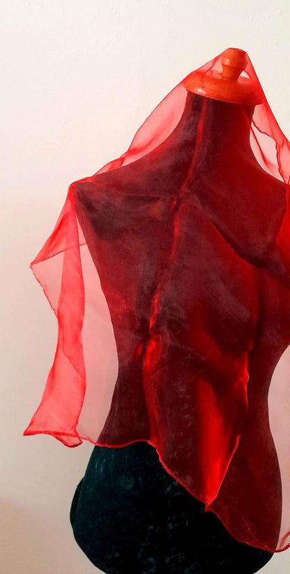 Vintage 1960s Red Orange Sheer Nylon Scarf Set