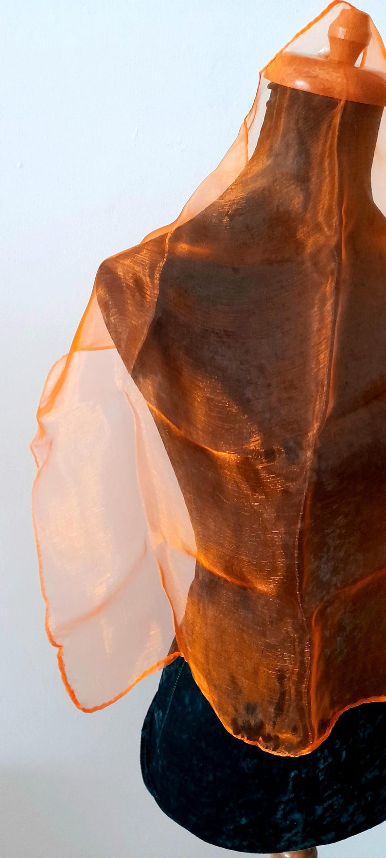 Vintage 1960s Red Orange Sheer Nylon Scarf Set