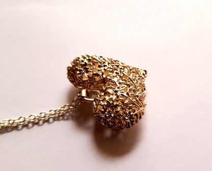 Sterling Silver Filigree Floral Vintage Heart Pendant Necklace