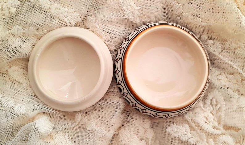 Handpainted Bird & Flowers Portuguese Ceramic Vintage Lidded Pot