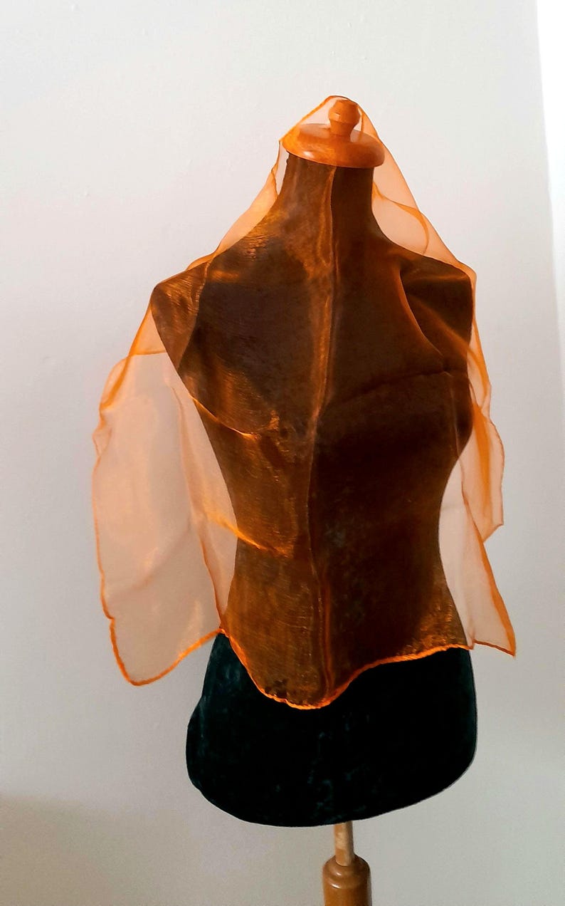 Vintage 1960s Red Orange Sheer Nylon Scarf Set