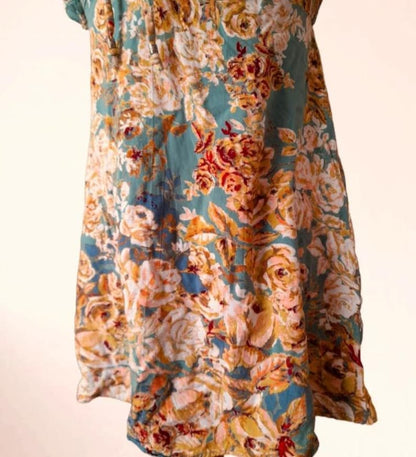 Vintage Nostalgia Sage Green Gold Rose Tea Dress