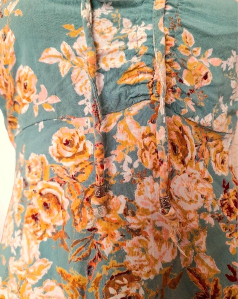 Vintage Nostalgia Sage Green Gold Rose Tea Dress
