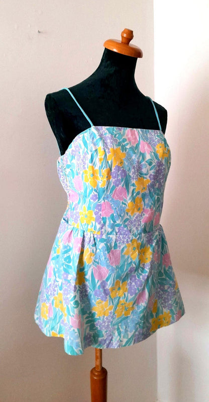 Vintage 70s SEA WAVE Pastel Floral Peplum Top