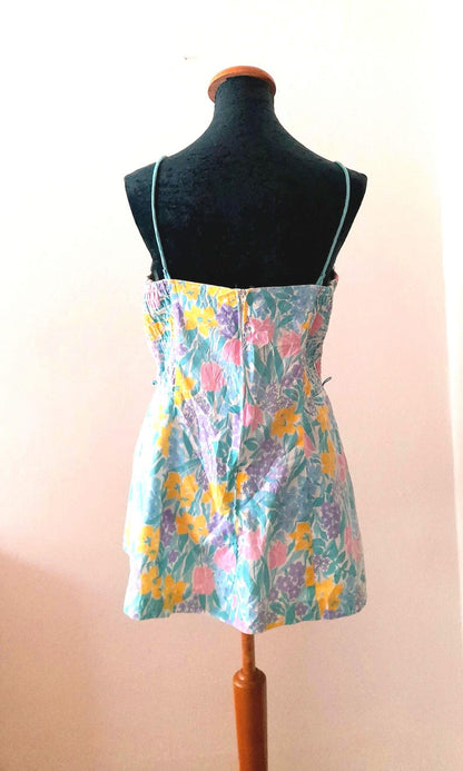 Vintage 70s SEA WAVE Pastel Floral Peplum Top