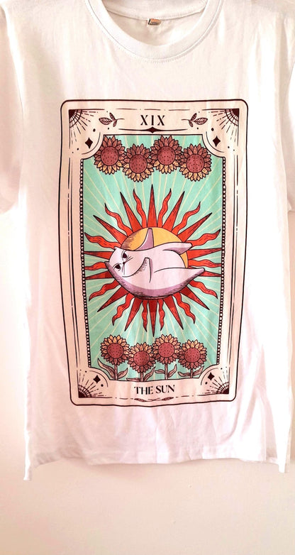 Tarot Cat Sunflower Organic Cotton Unisex T-Shirt