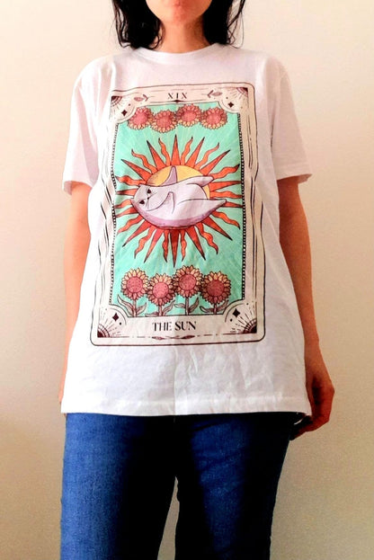 Tarot Cat Sunflower Organic Cotton Unisex T-Shirt