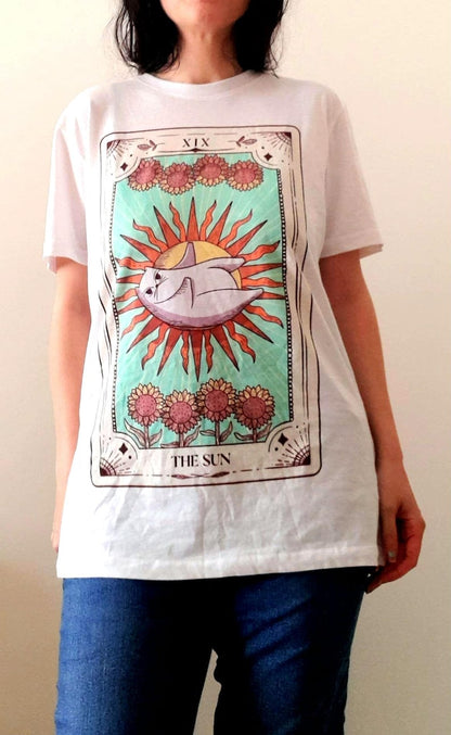 Tarot Cat Sunflower Organic Cotton Unisex T-Shirt