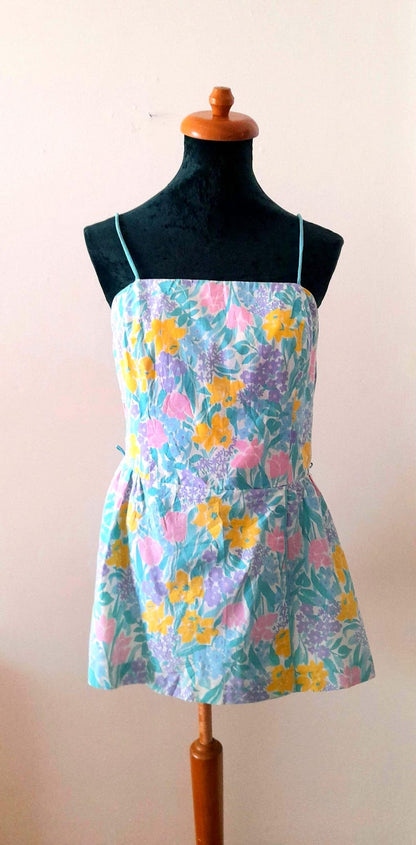Vintage 70s SEA WAVE Pastel Floral Peplum Top