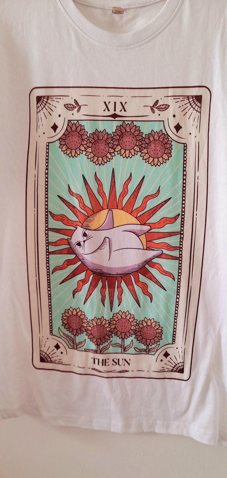 Tarot Cat Sunflower Organic Cotton Unisex T-Shirt