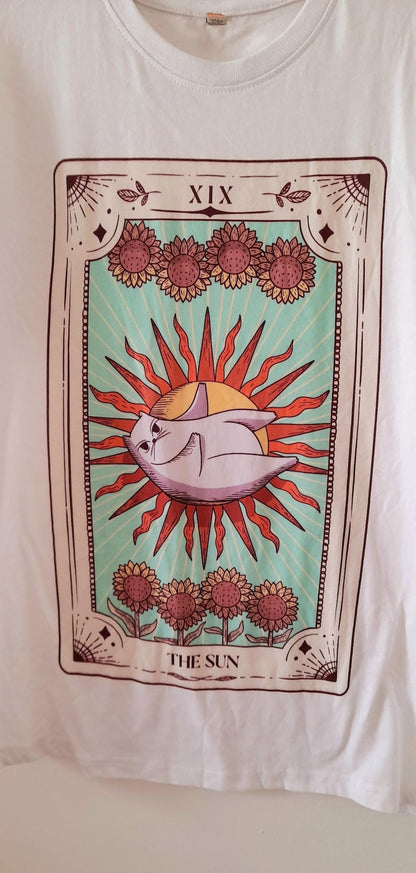 Tarot Cat Sunflower Organic Cotton Unisex T-Shirt