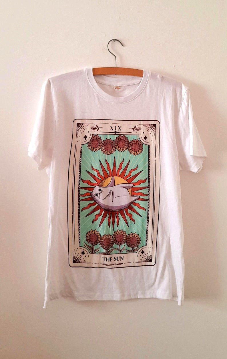 Tarot Cat Sunflower Organic Cotton Unisex T-Shirt
