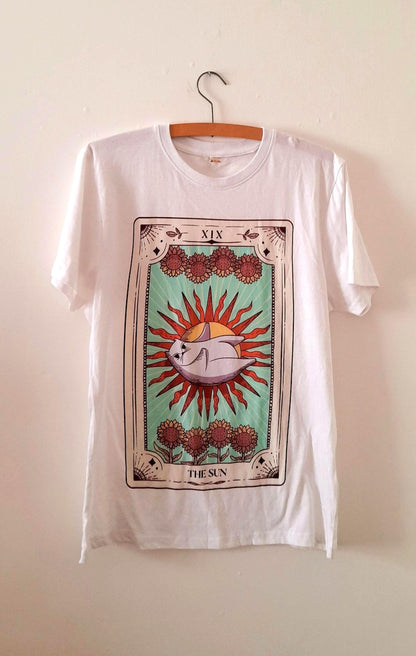 Tarot Cat Sunflower Organic Cotton Unisex T-Shirt