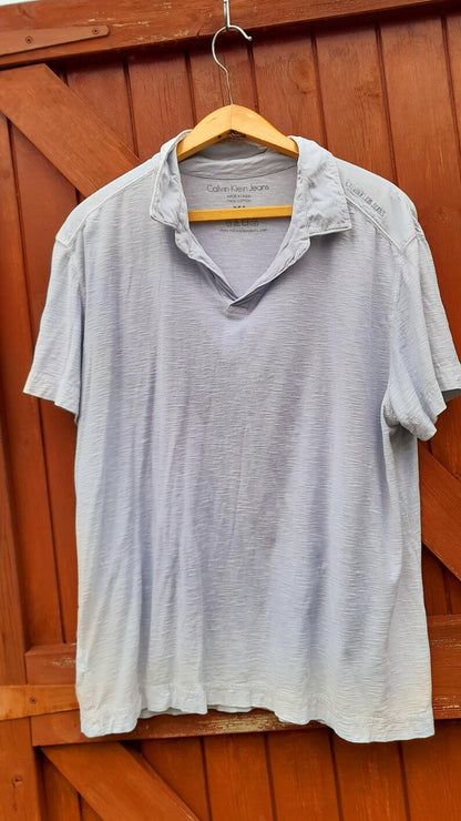 Calvin Klein Seafoam Grey Embroidered Cotton Polo Shirt